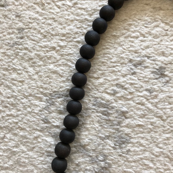 Long, chunky black & blue beaded Buddha necklace - Picture 2 of 8